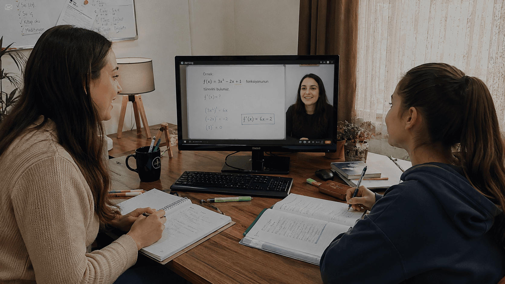 Online özel ders — öğrenci ve eğitmen bilgisayar başında